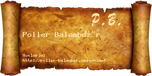 Poller Balambér névjegykártya